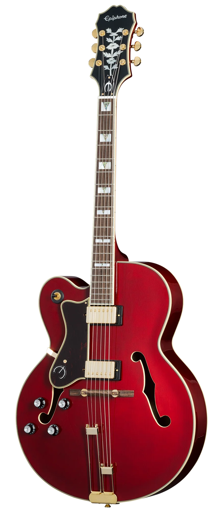 Epiphone Epiphone Broadway left-handed electric guitar in Wine Red, front view
