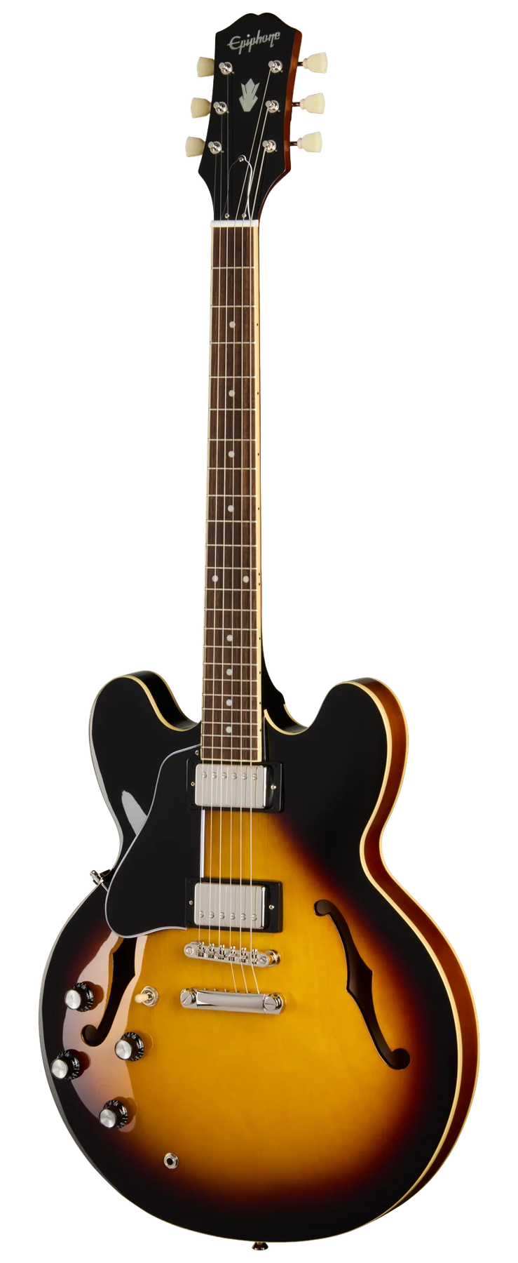 Epiphone Epiphone ES-335 left-handed electric guitar in Vintage Sunburst, front view