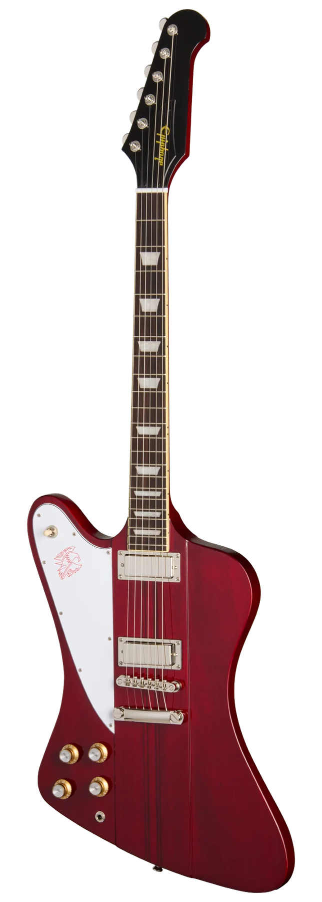 Epiphone Epiphone Firebird, Wine Red left-handed electric guitar in Wine Red, front view