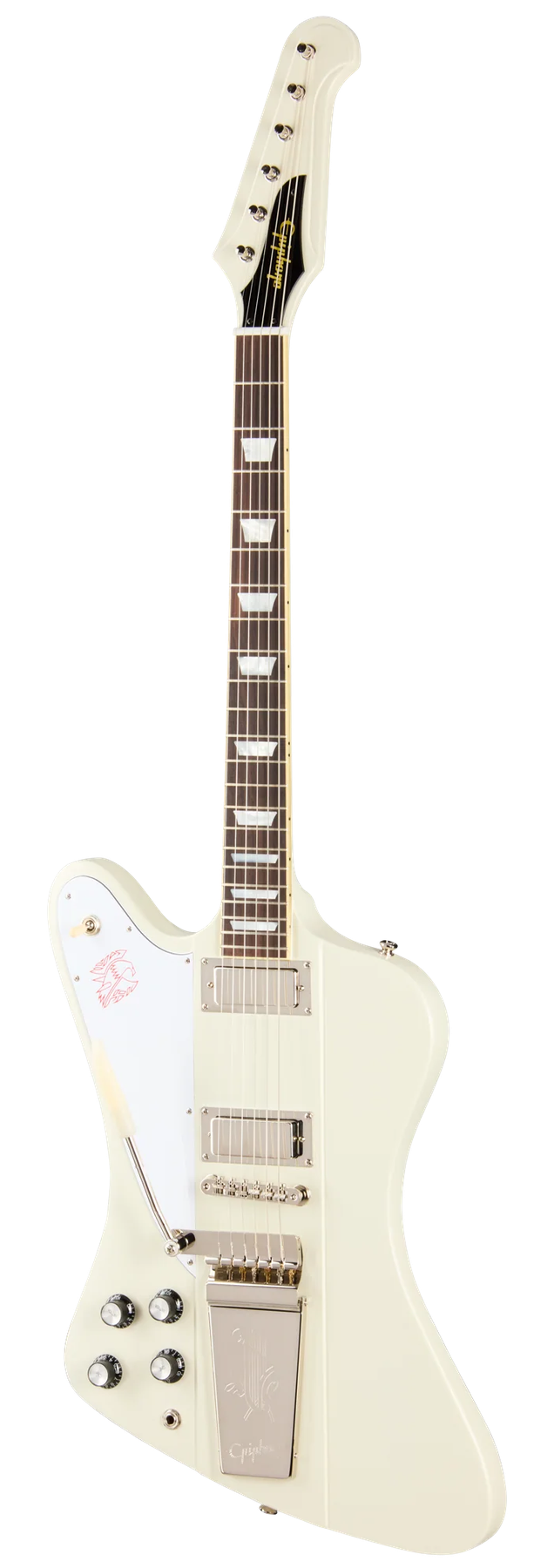 Epiphone Epiphone IGC 1963 Firebird V Reissue with Maestro Vibrola left-handed electric guitar in Polaris White
