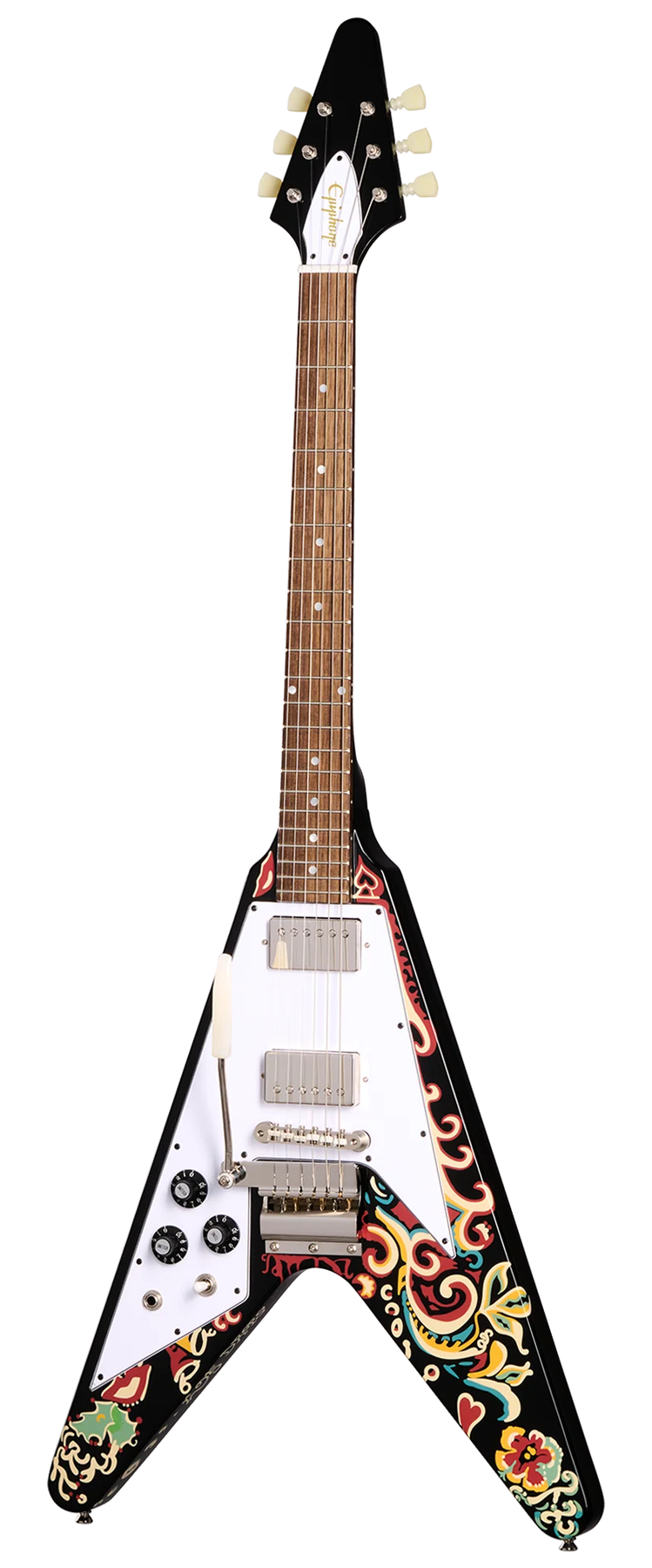 Epiphone Epiphone Inspired by Gibson Custom Jimi Hendrix™ "Love Drops" Flying V left-handed electric guitar in Ebony
