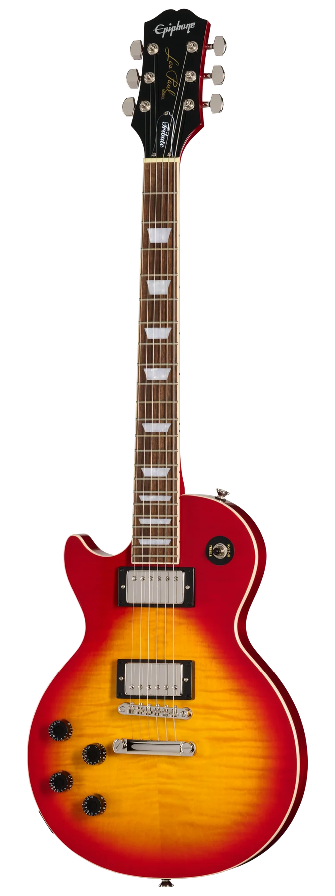 Epiphone Epiphone Les Paul Tribute Plus left-handed electric guitar in Heritage Cherry Sunburst, front view