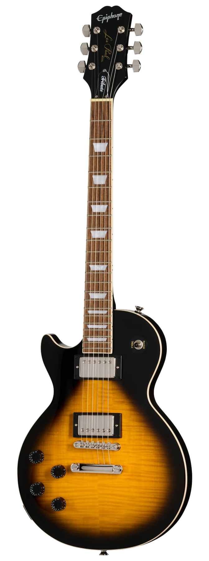 Epiphone Epiphone Les Paul Tribute Plus left-handed electric guitar in Vintage Sunburst, front view