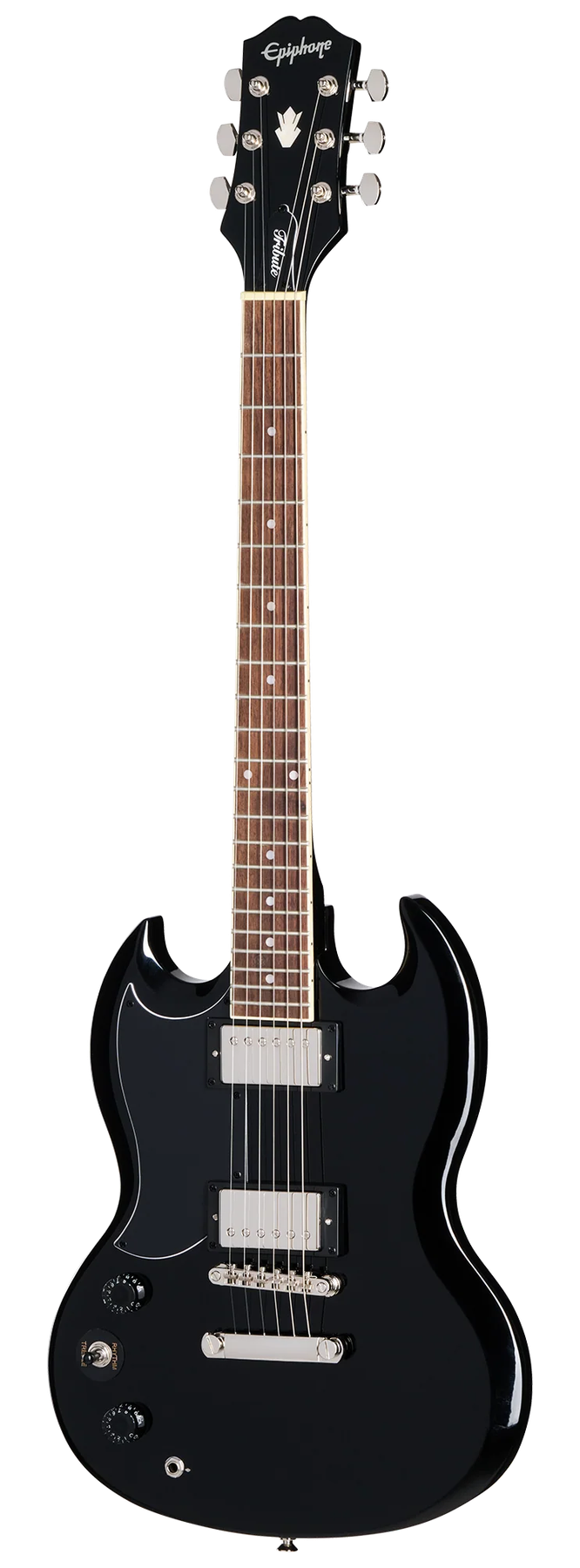 Epiphone Epiphone SG Tribute left-handed electric guitar in Ebony, front view