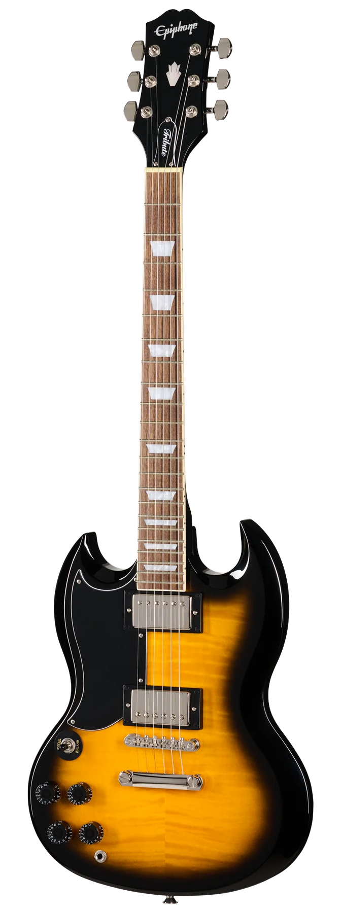 Epiphone Epiphone SG Tribute Plus left-handed electric guitar in Vintage Sunburst, front view