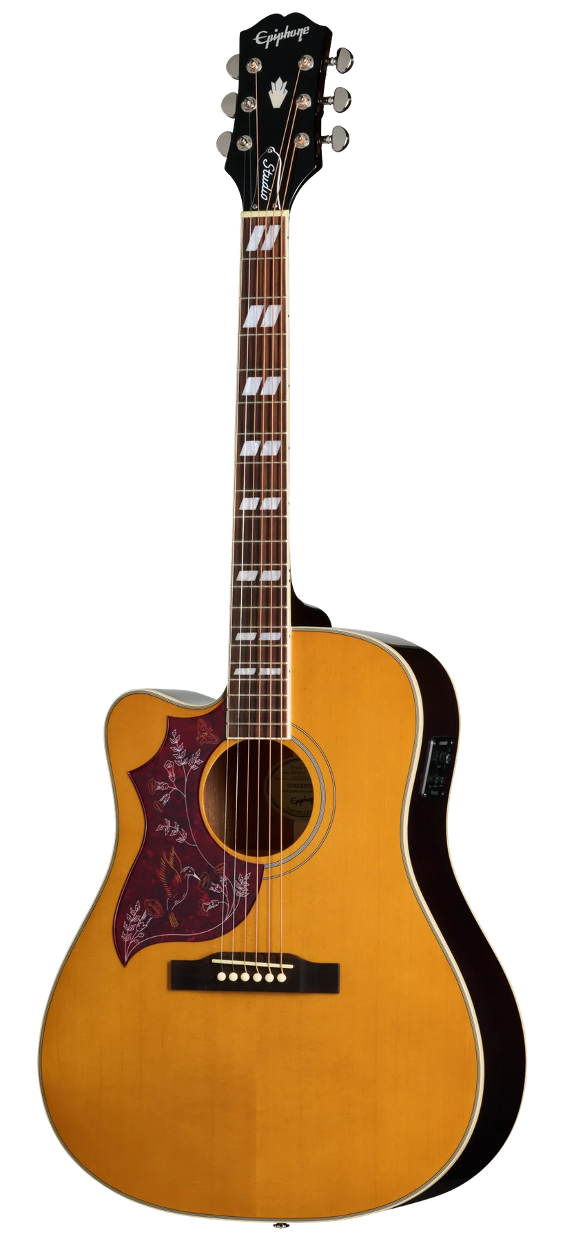 Epiphone Hummingbird Studio EC left-handed acoustic guitar in Natural, front view