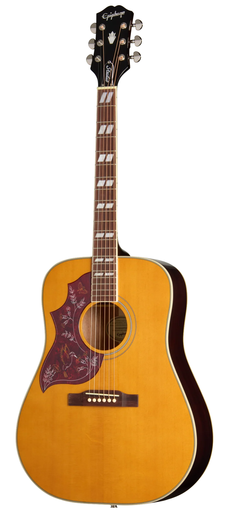 Epiphone Hummingbird Studio left-handed acoustic guitar in Natural, front view