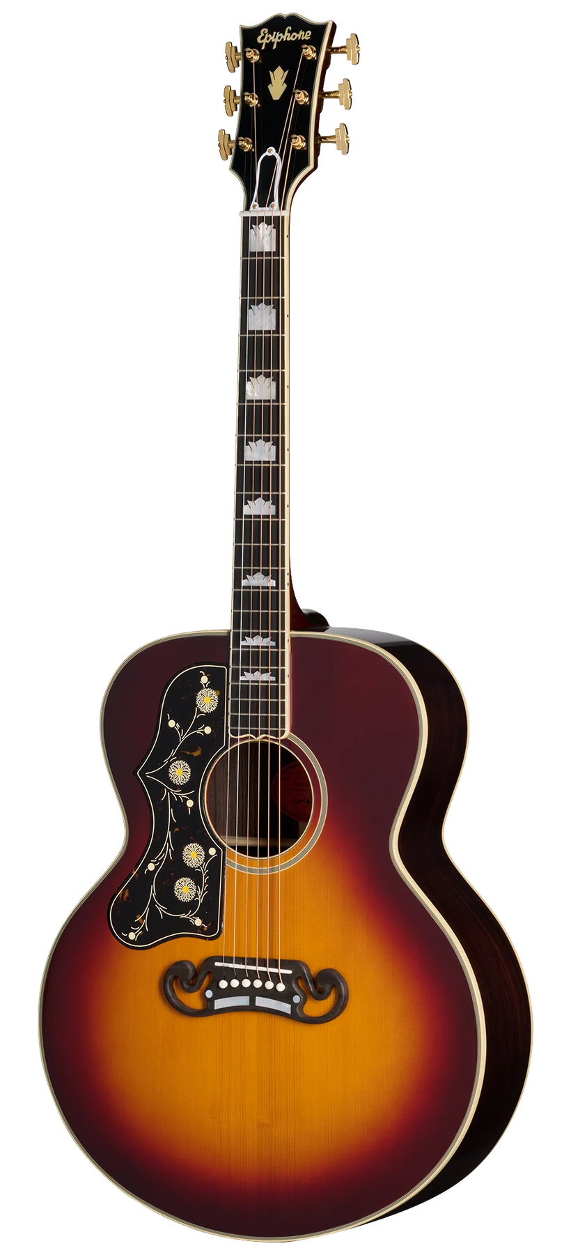 Epiphone Inspired by Gibson Custom Pre-War SJ-200 LH left-handed acoustic guitar in Natural, front view