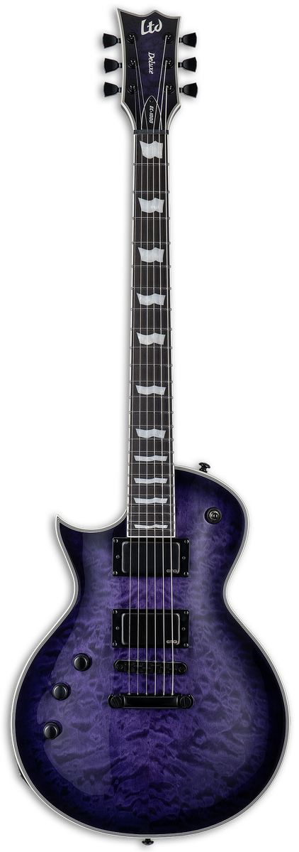 ESP/LTD EC-1000 left-handed electric guitar in See Thru Purple Sunburst
