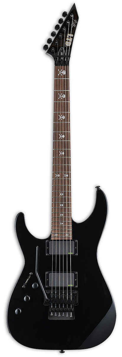ESP/LTD KH-602 left-handed electric guitar in Black, front view