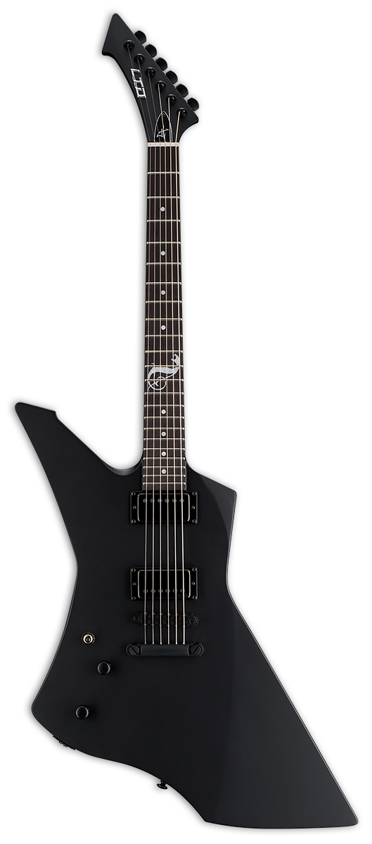 ESP/LTD LTD SNAKEBYTE left-handed electric guitar in Black Satin, front view