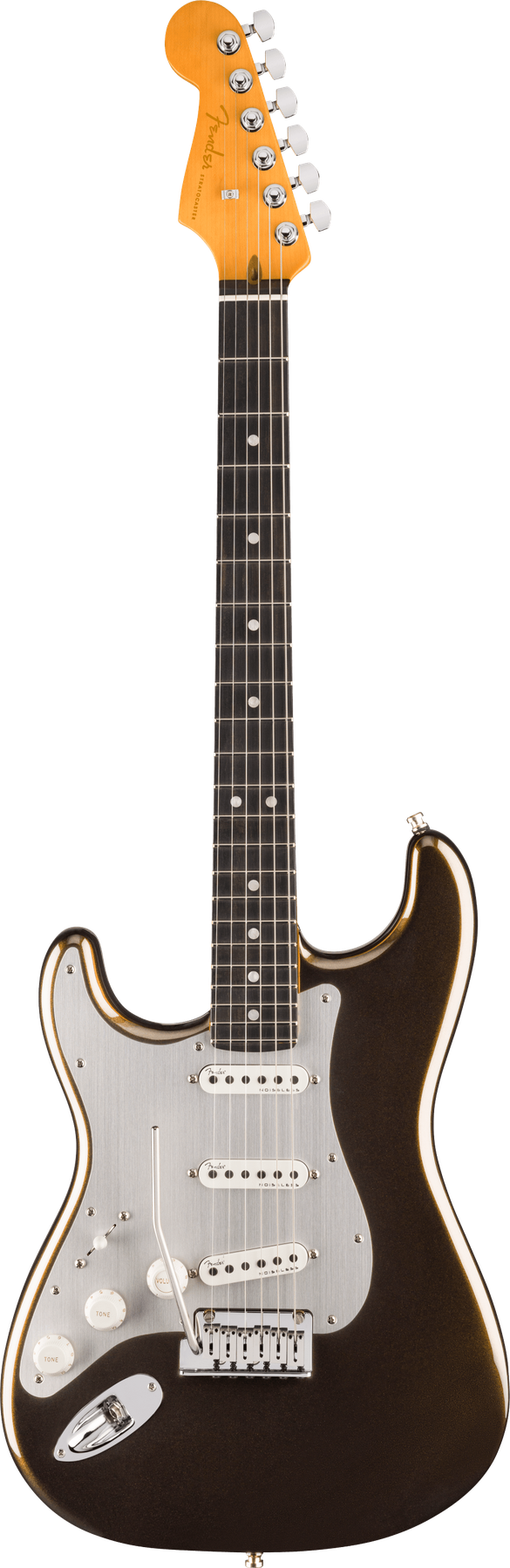Fender American Ultra II Stratocaster® left-handed electric guitar in Texas Tea