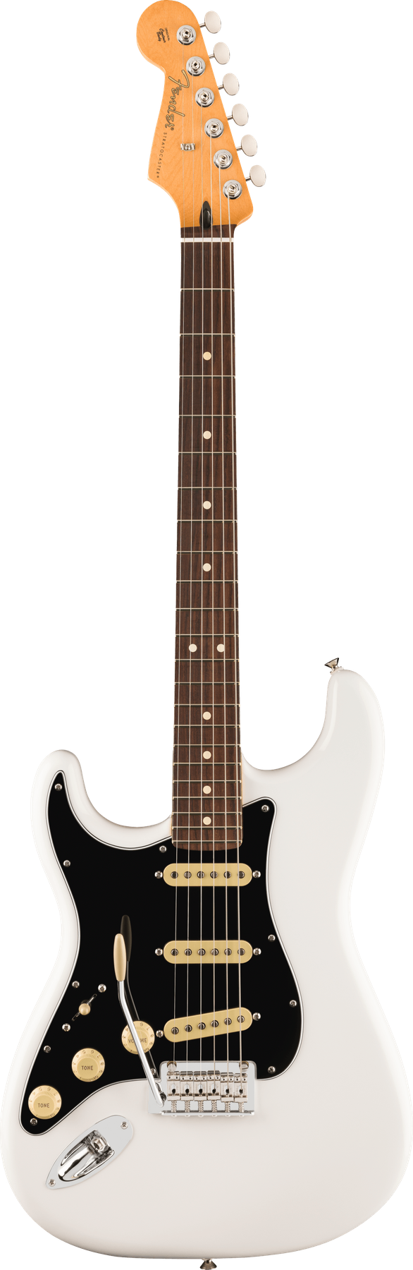 Fender Player II Stratocaster® left-handed electric guitar in Polar White, front view