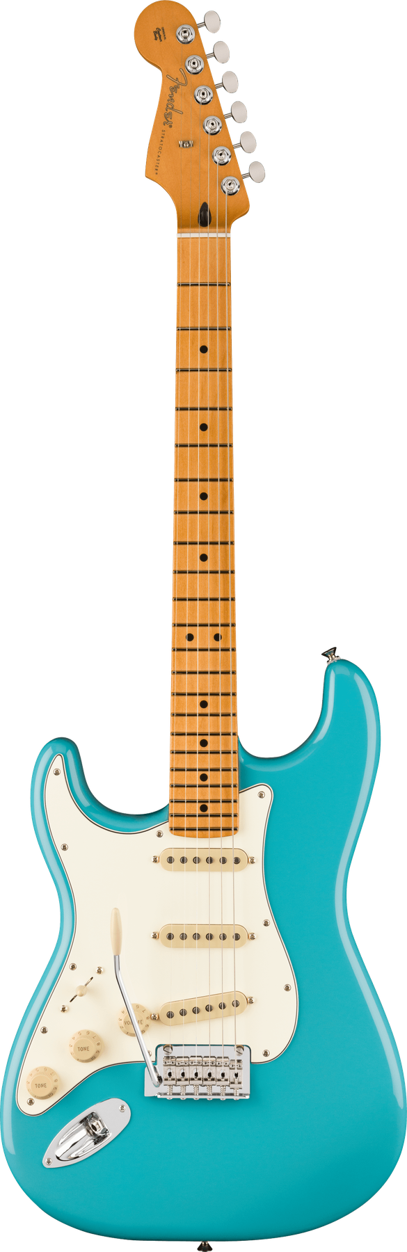 Fender Player II Stratocaster® left-handed electric guitar in Aquatone Blue, front view