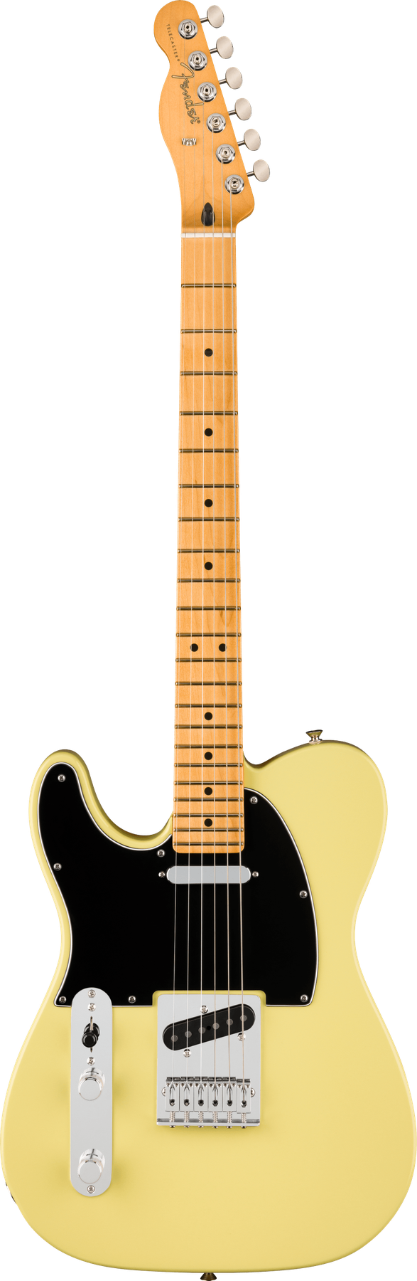 Fender Player II Telecaster® left-handed electric guitar in Hialeah Yellow, front view