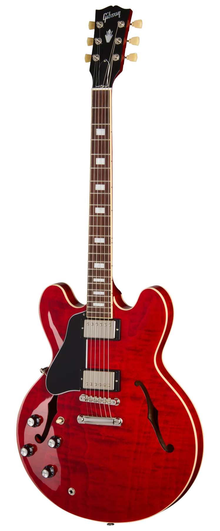Gibson ES-335 Figured left-handed electric guitar in Sixties Cherry
