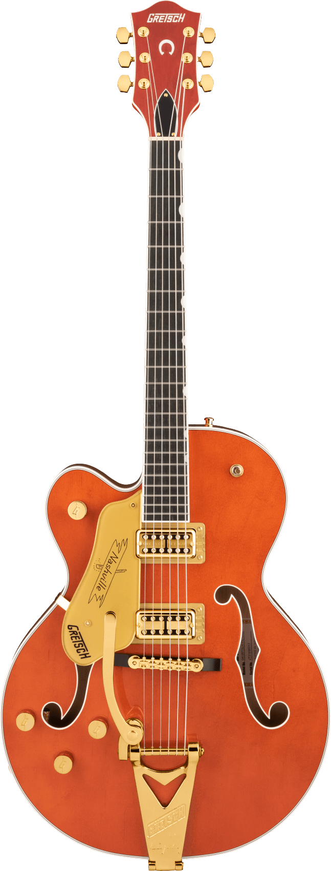 Gretsch G6120TG-LH Players Edition Nashville Hollow Body with String-Thru Bigsby and Gold Hardware left-handed electric guitar in Orange Stain