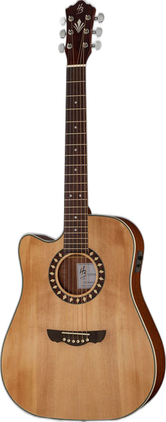 Harley Benton Custom Line CLD-1048SCE-LH left-handed acoustic guitar in Natural Satin