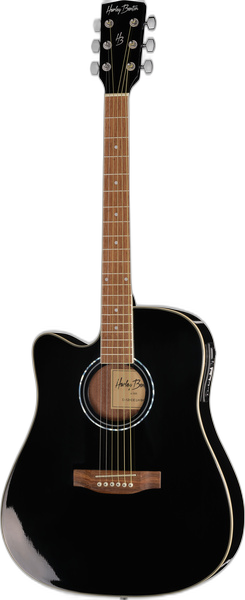 Harley Benton D-120CE-LH BK left-handed acoustic guitar in Black high-gloss
