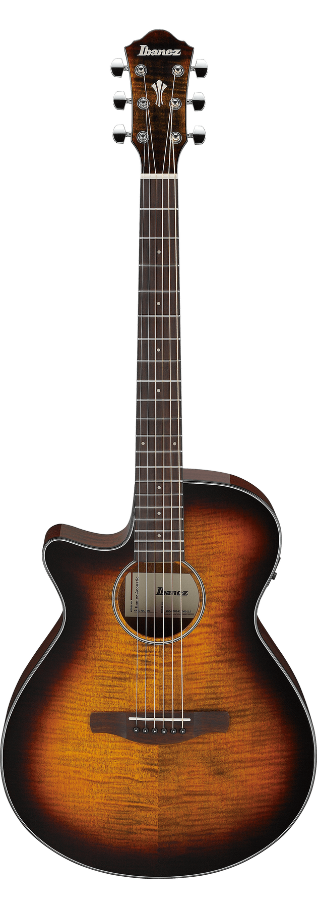 Ibanez AEG70L left-handed acoustic guitar in Tiger Burst High Gloss