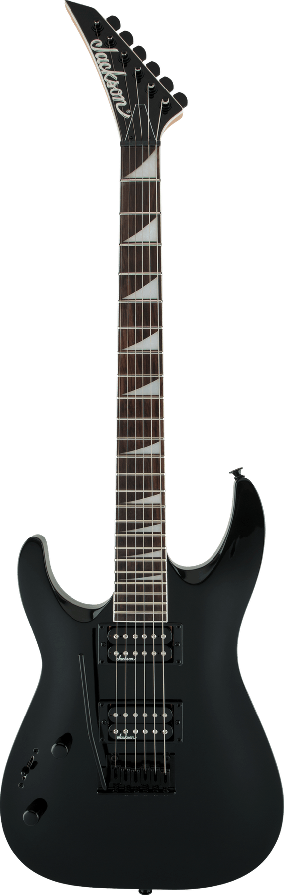 Jackson JS Series Dinky® Arch Top JS22 DKA left-handed electric guitar in Gloss Black, front view