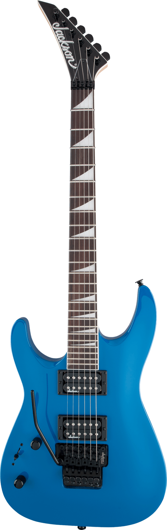 Jackson JS Series Dinky® Arch Top JS32 left-handed electric guitar in Bright Blue, front view