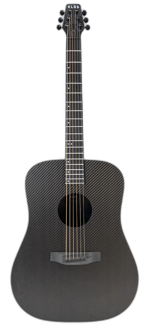 Klos Full Carbon Dreadnought (Lefty) left-handed acoustic guitar in Carbon Fiber, front view