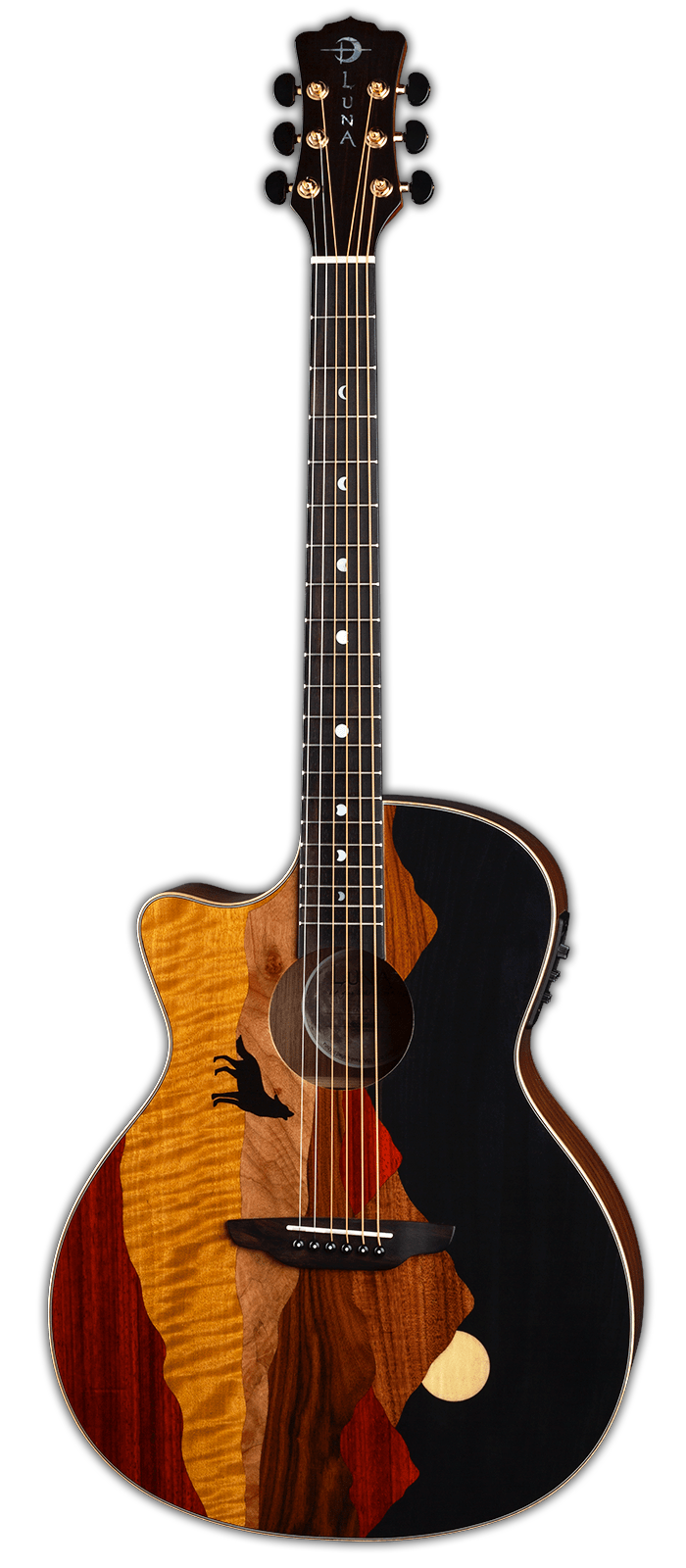 Luna Vista Wolf Tropical Wood LH left-handed acoustic guitar in Gloss Natural, front view