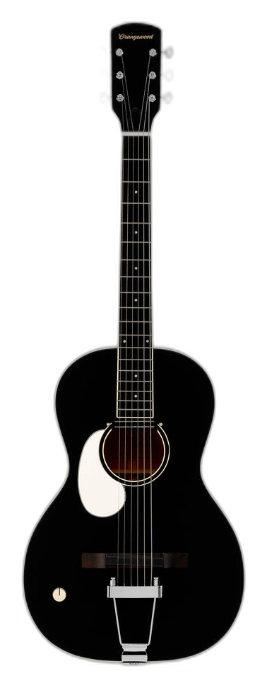 Orangewood Juniper Live Rubber Bridge Left-Handed left-handed acoustic guitar in Black Satin, front view