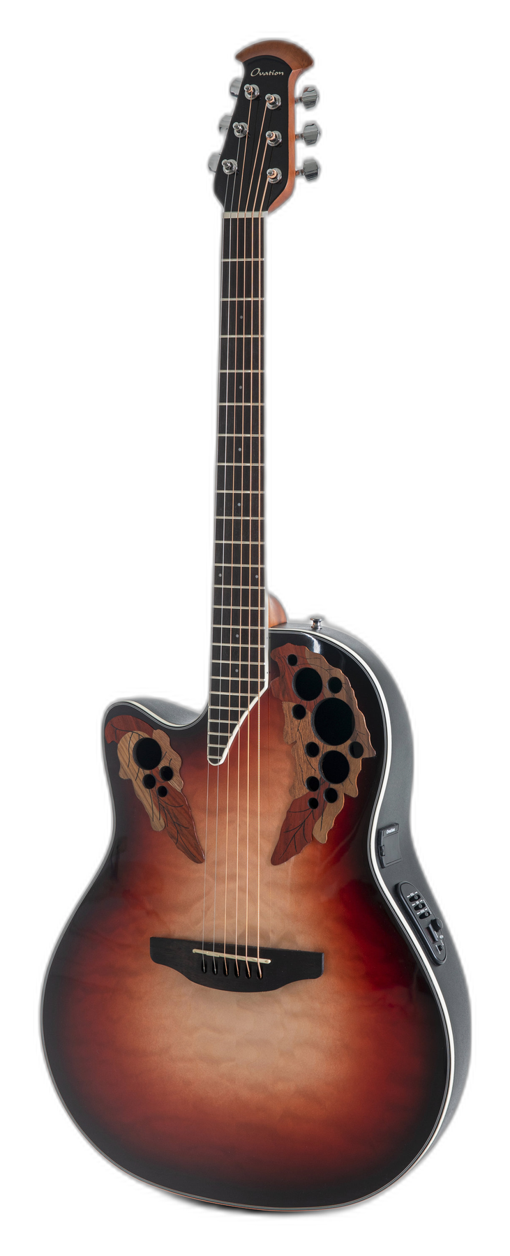 Ovation CE44LX-1R-G Celebrity Elite Plus Mid-Depth LH left-handed acoustic guitar in Ruby Red