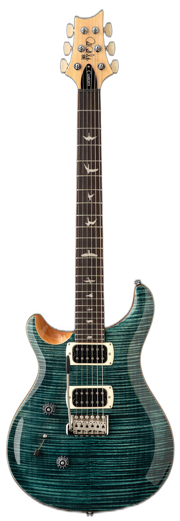 PRS SE Custom 24 "" left-handed electric guitar in Slate Blue, front view