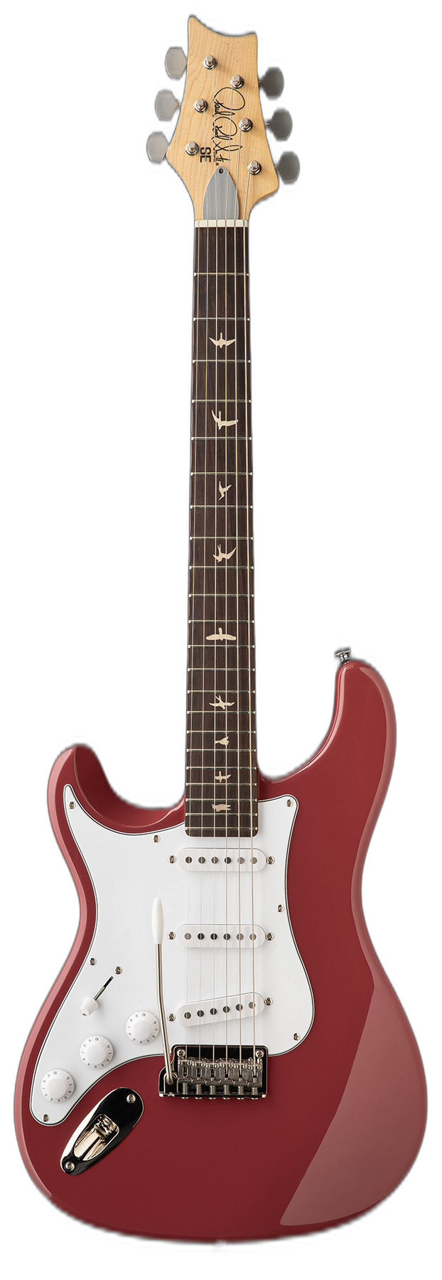 PRS SE Silver Sky "" left-handed electric guitar in Derby Red, front view