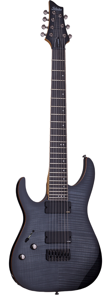 Schecter Banshee-7 Active left-handed electric guitar in Trans Black Burst (TBB)