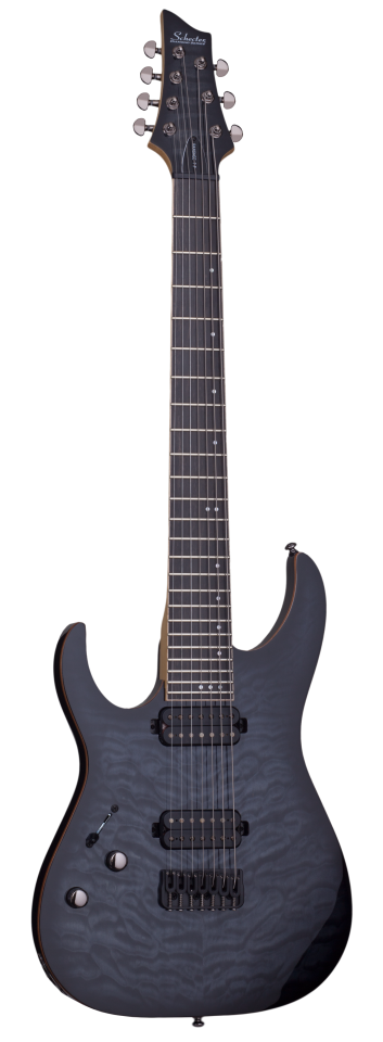 Schecter Banshee-7 Passive left-handed electric guitar in Trans Black Burst (TBB)