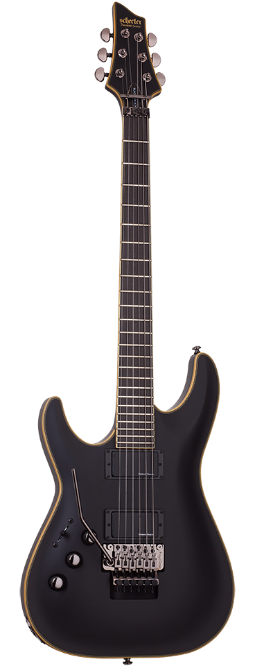Schecter Blackjack ATX C-1 FR left-handed electric guitar in Aged Black Satin (ABSN)