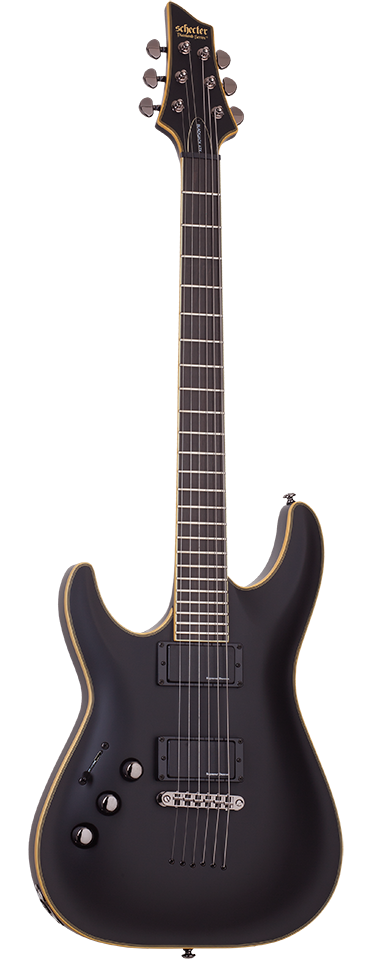 Schecter Blackjack ATX C-1 left-handed electric guitar in Aged Black Satin (ABSN)