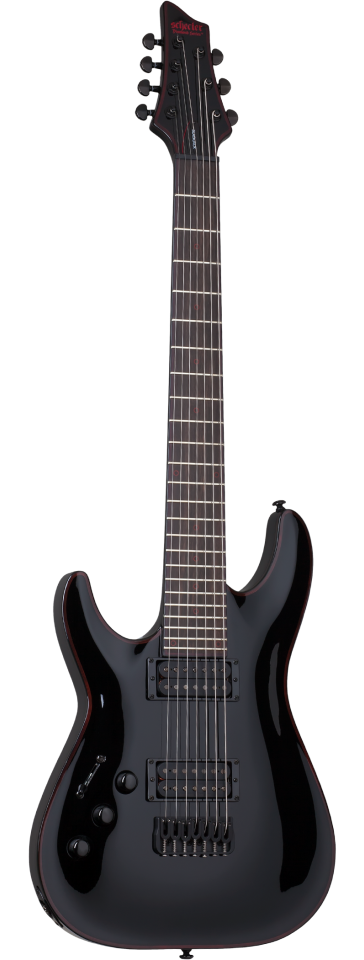 Schecter Blackjack C-7 left-handed electric guitar in Gloss Black (BLK)