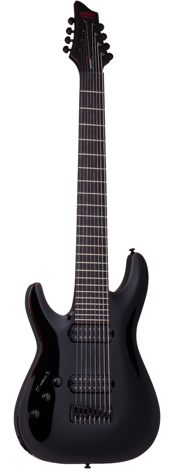 Schecter Blackjack C-8 left-handed electric guitar in Gloss Black (BLK)
