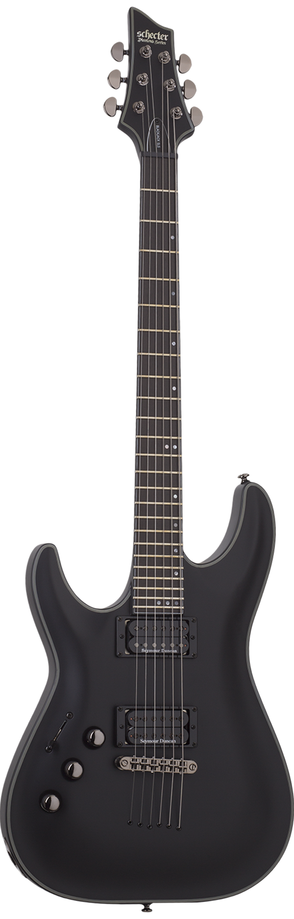 Schecter Blackjack SLS C-1 A left-handed electric guitar in Satin Black (SBK)