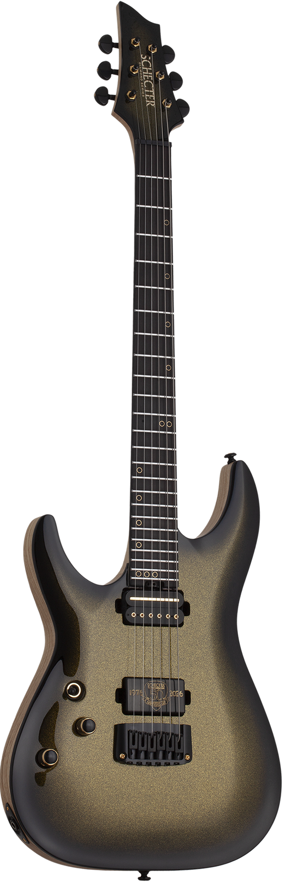 Schecter C-1 50th Anniversary left-handed electric guitar in 50th Gold Burst