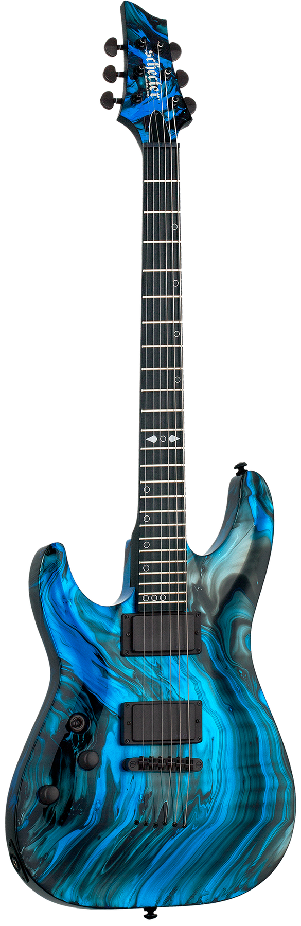 Schecter C-1 Hydro-dip left-handed electric guitar in Midnight Tide