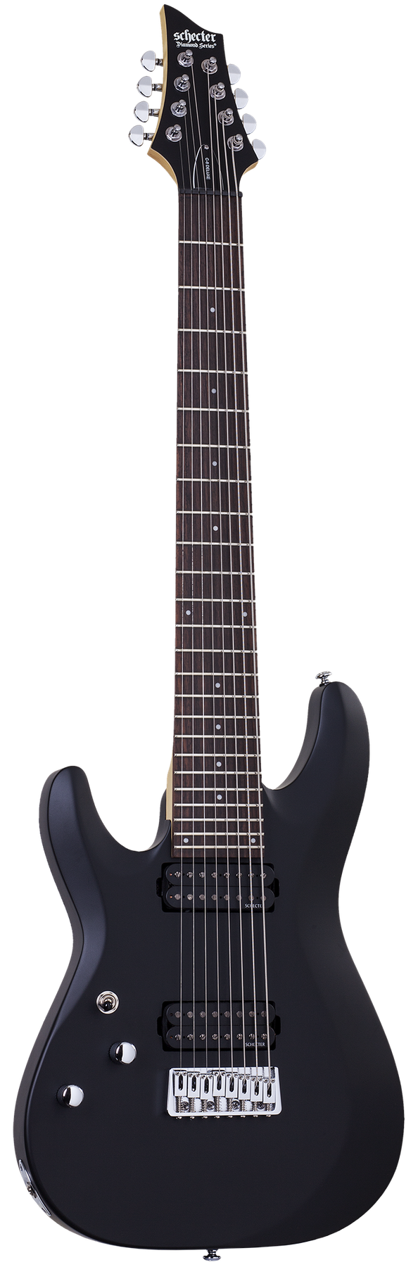 Schecter C-8 Deluxe left-handed electric guitar in Satin Black
