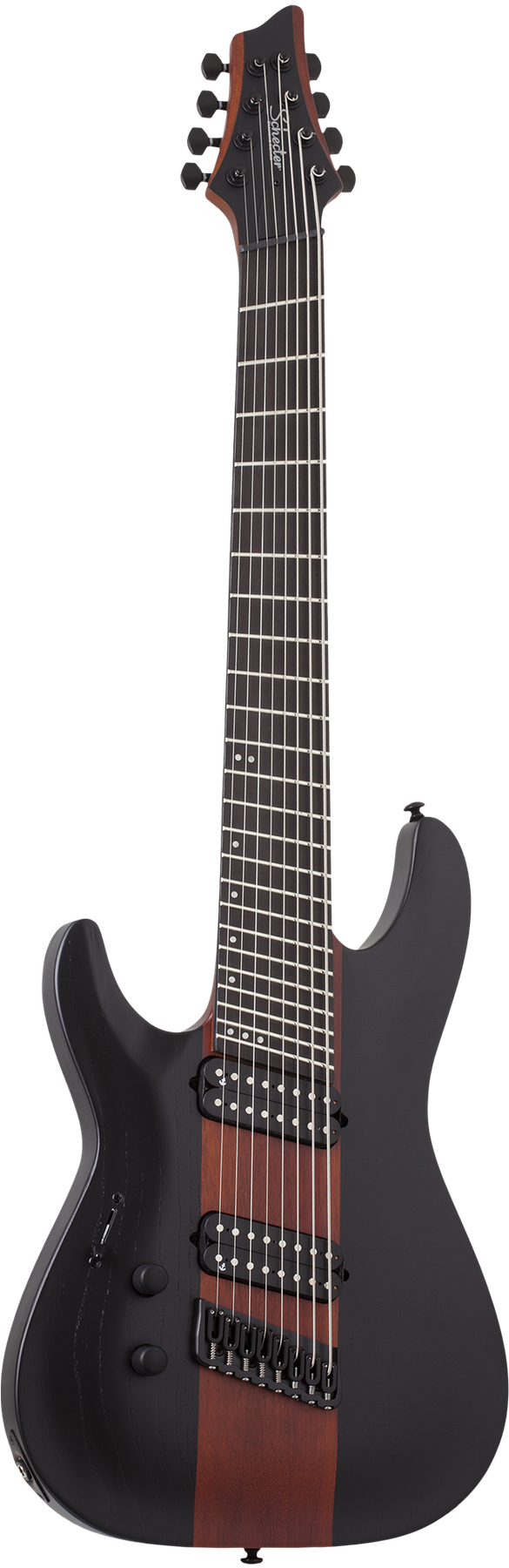 Schecter C-8 Multiscale Rob Scallon left-handed electric guitar in Satin Dark Roast
