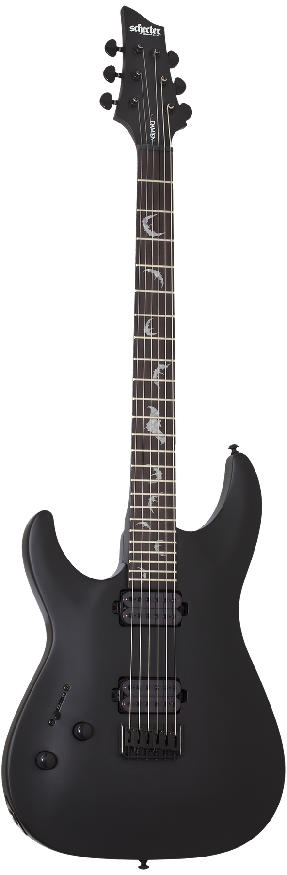 Schecter Damien-6 left-handed electric guitar in Satin Black
