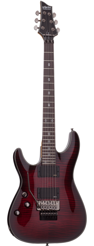 Schecter Damien Elite-6 FR left-handed electric guitar in Crimson Red Burst (CRB)