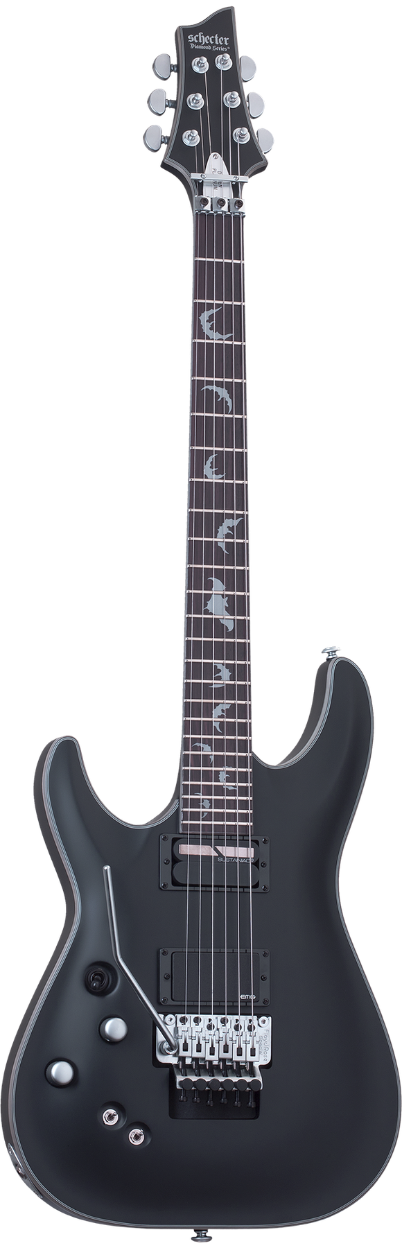 Schecter Damien Platinum-6 FR S left-handed electric guitar in Satin Black