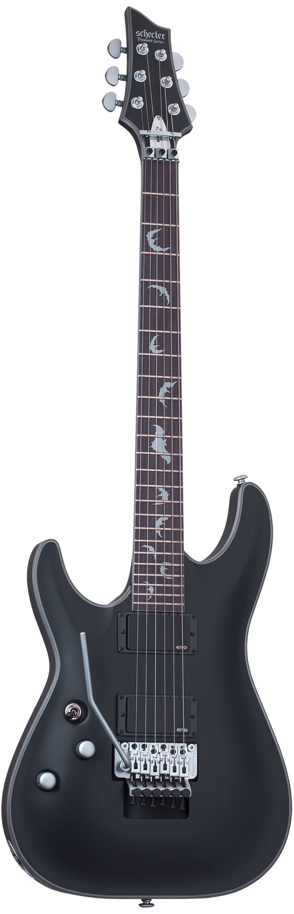 Schecter Damien Platinum-6 FR left-handed electric guitar in Satin Black