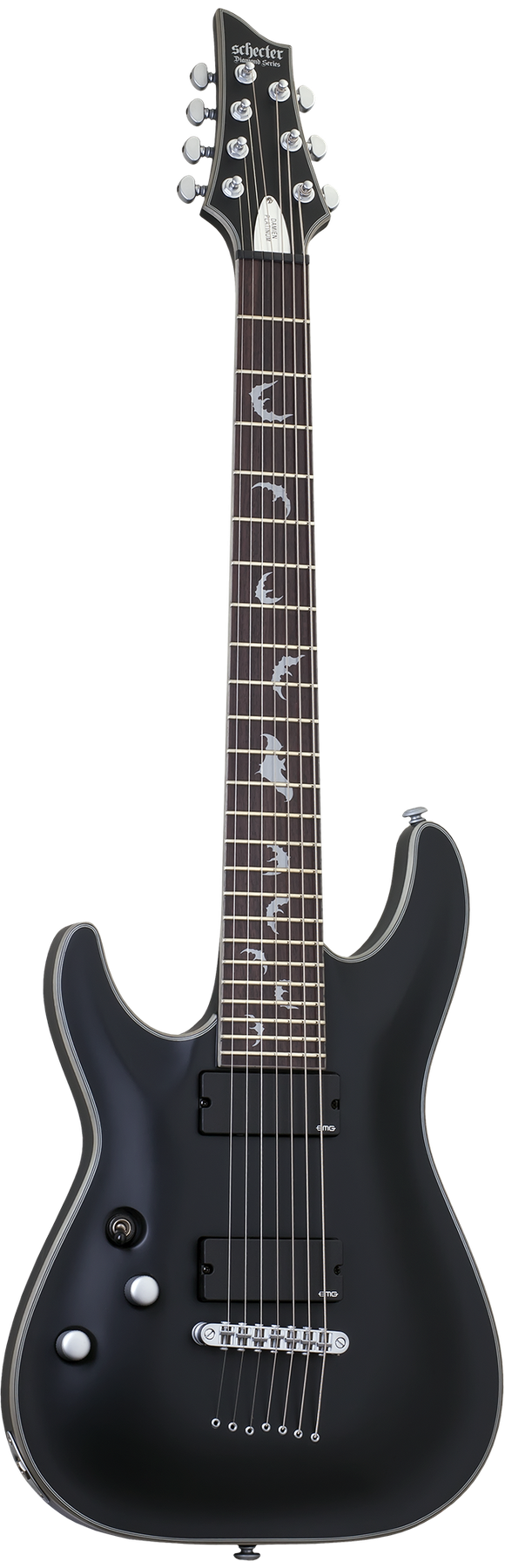 Schecter Damien Platinum-7 left-handed electric guitar in Satin Black
