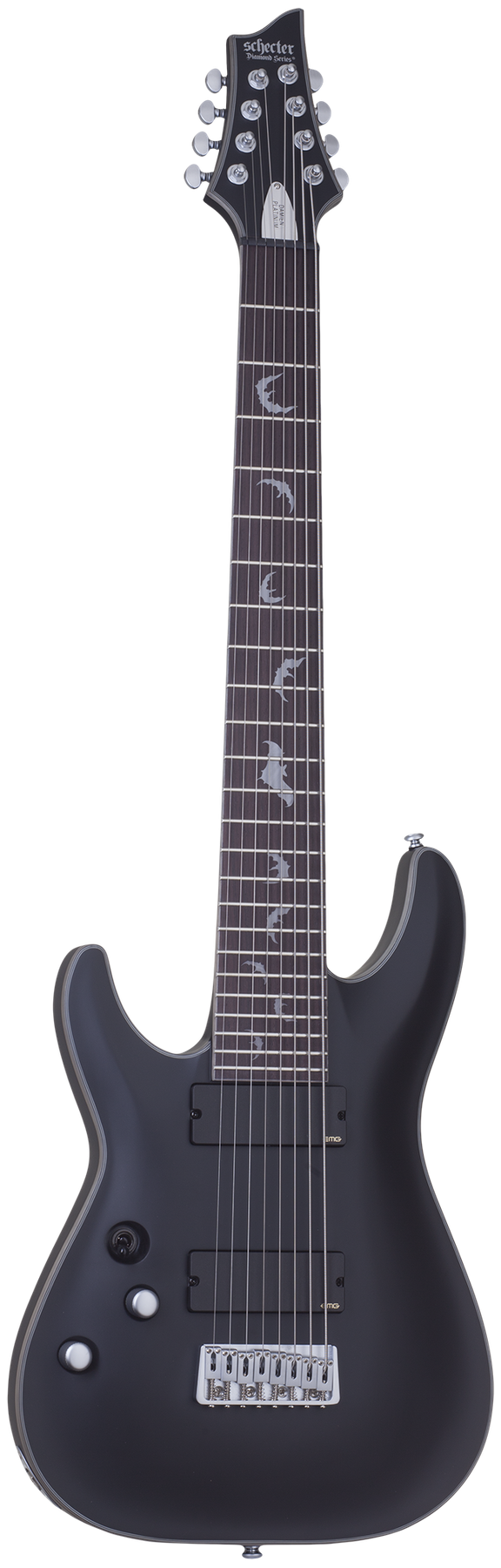 Schecter Damien Platinum-8 left-handed electric guitar in Satin Black