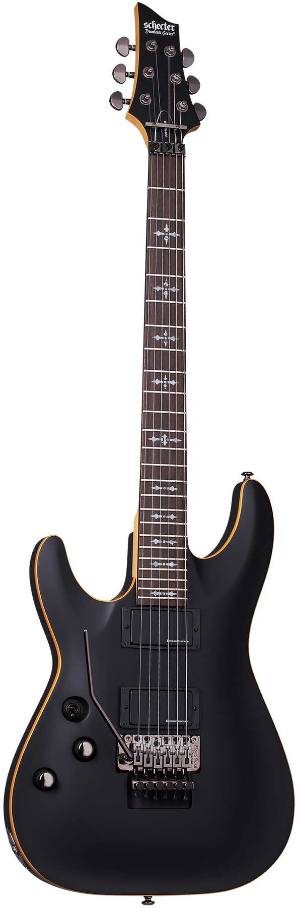 Schecter Demon-6 FR left-handed electric guitar in Satin Black